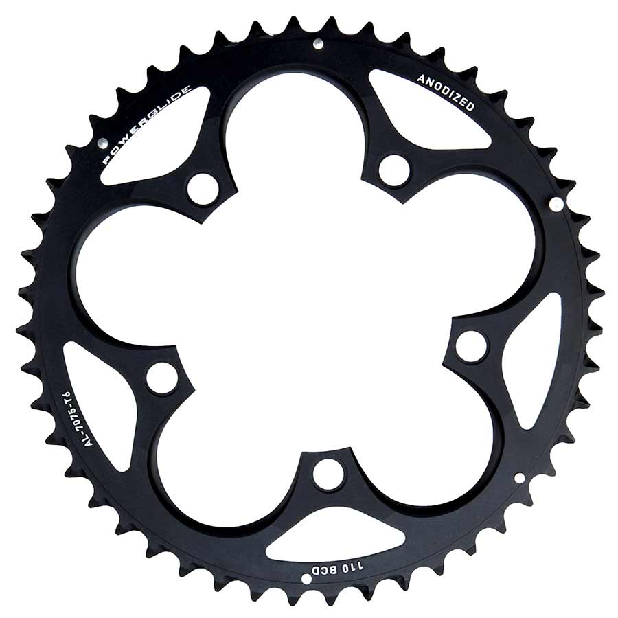50T, 10 sp, BCD 110mm, 5-Bolt, Outer Chainring, For 34/50, Aluminum, Black, 11.6215.197.060