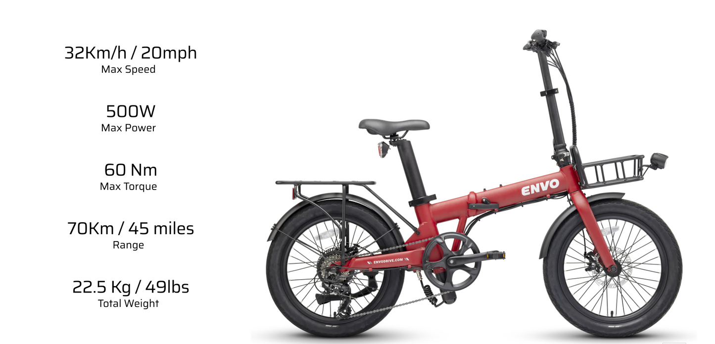 Envo Lynx 20" Red Folding E-Bike