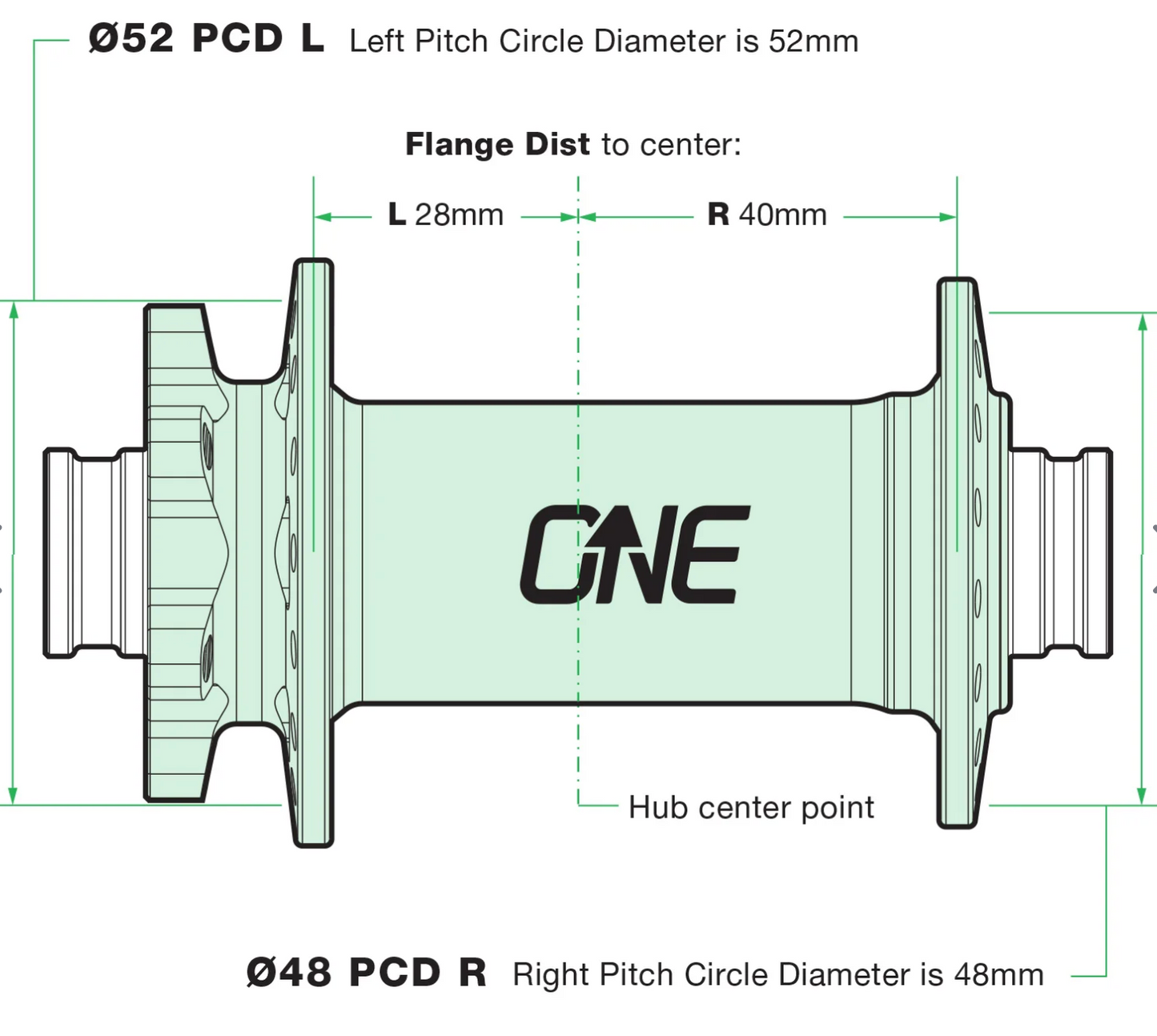 One Up Hub Front Black 32h 15x110