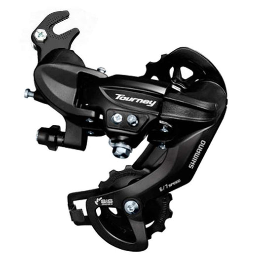 derailleur, 6/7sp., SGS, Black, With adapter