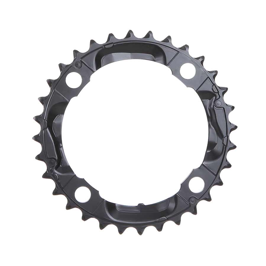 Shimano, Y1LD98080, 32T, 9sp, BCD: 104mm, 4 Bolt, Deore FC-M590, Middle Chainring, For 22/32/44, Steel, Black