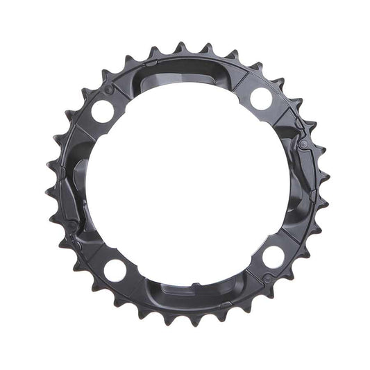 Shimano, Y1LD98090, 36T, 9sp, BCD: 104mm, 4 Bolt, Deore FC-M590, Middle Chainring, For 26/36/48, Aluminum, Black