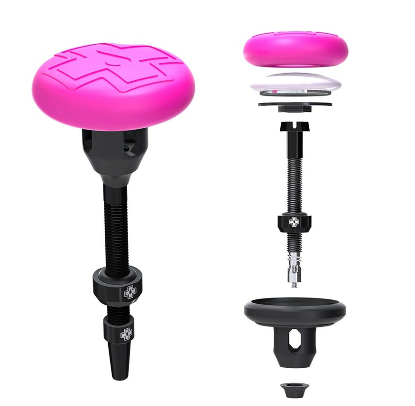 Muc-Off, Tubeless Tag Holder & 44mm Valve Kit, Black/Pink