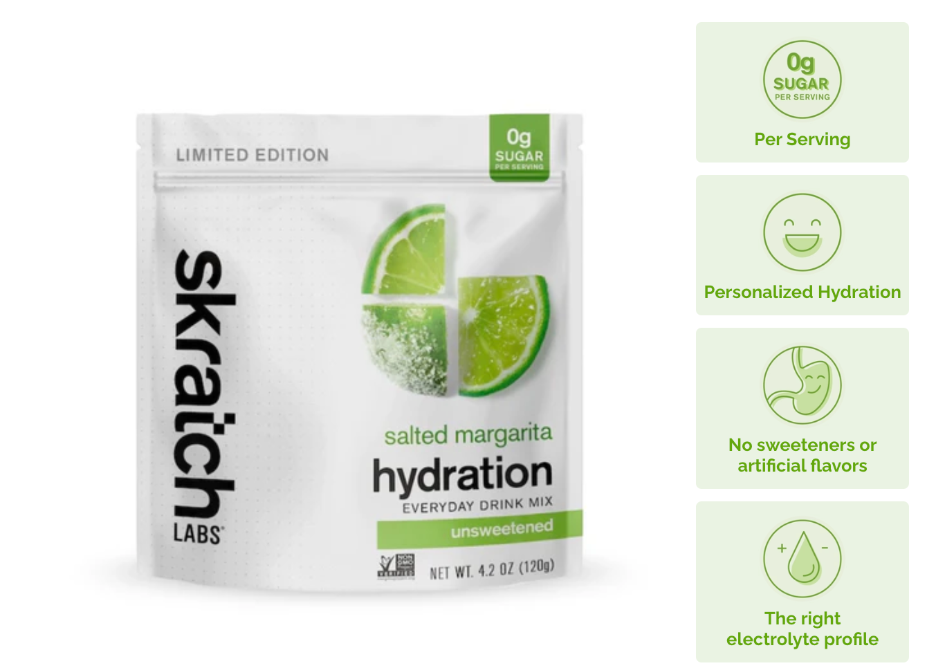 Skratch Labs- Hydration Everyday Drink MIx: Salted Margerita (120g)