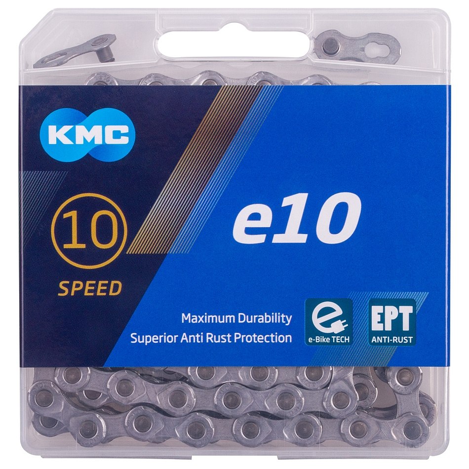 KMC Chain E10 Silver x136L, 10 speed, E-Bike Chain, Eco Proteq Coating